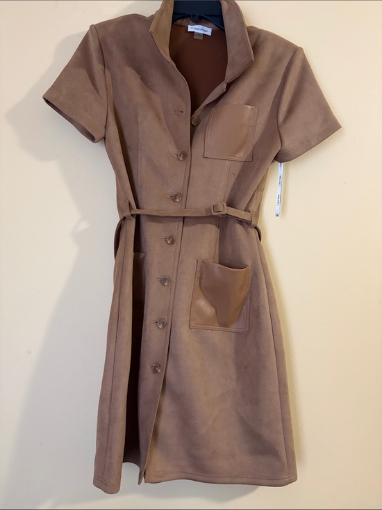 Calvin Klein Dresses & Skirts - Calvin Klein Brown Short-Sleeve Shirt Dress with Belt